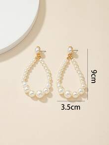 Faux Pearl Decor Drop Earrings - White - View 3
