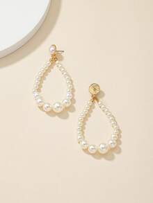 Faux Pearl Decor Drop Earrings - White - View 5