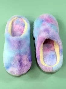 Fall/Winter Tie Dye Fluffy Bedroom Slippers - Multicolor - View 3