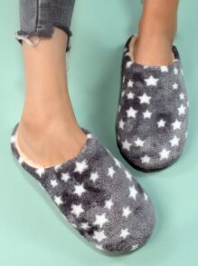 星星圖案軟底拖鞋 - 灰色 - 查看 2