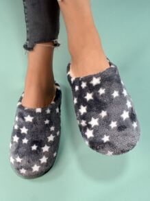 星星圖案軟底拖鞋 - 灰色 - 查看 3
