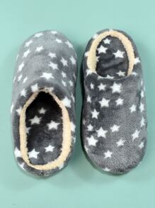 星星圖案軟底拖鞋 - 灰色 - 查看 5