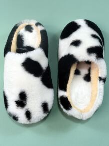 Dép đế mềm in hình bò sữa, dày dặn, ấm áp, dép bông. - Đen và trắng - Xem 3