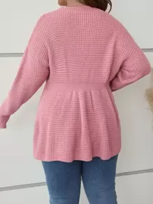 SHEIN Clasi Áo len peplum vai rớt, thích hợp cho mùa đông, áo len chui đầu mùa thu. - Bụi hồng - Xem 3