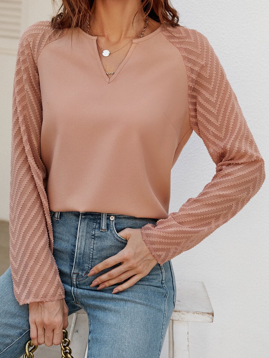 SHEIN LUNE Áo sơ mi nữ màu trơn Giải trí - Màu Cam san hô - Xem 1