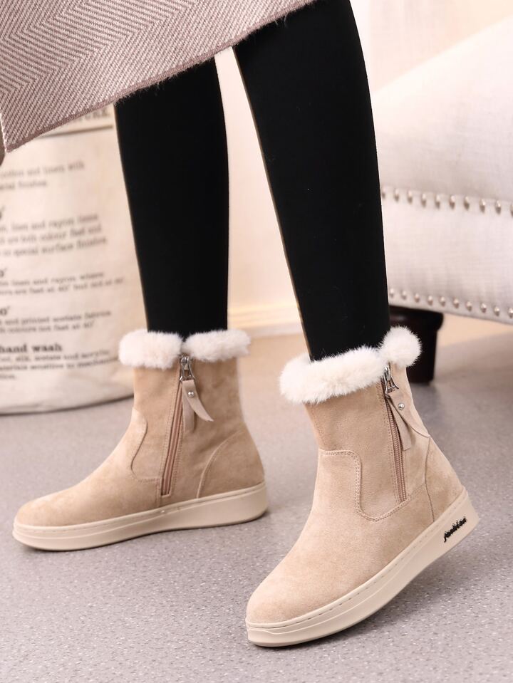 New Fashion Women Flat Shoes Winter Ladies Thick Bottom Snow Boots Fur Lined Ankle Boots SHEIN South Africa