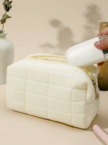 Plaid Short Plush Bag - Beige - View 3