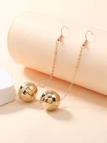 Ball Decor Drop Earrings - Yellow Gold - View 1