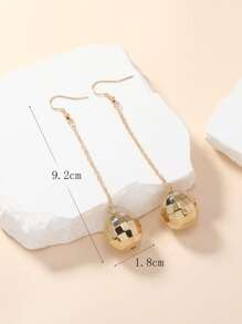 Ball Decor Drop Earrings - Yellow Gold - View 3