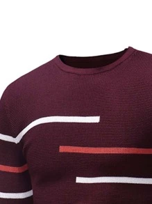 Men Striped Jumper - Maroon - View 3