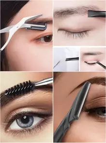 5件套多功能修眉工具套装，包含眉剪、眉刀、剪刀、睫毛刷、镊子，满足各种需求，适合多种场合，多功能美容化妆工具套装，适合旅行和居家使用，化妆，价格实惠，房间装饰，梳妆台，旅行，卧室，化妆配件，镊子，价格实惠，圣诞礼物，化妆，化妆工具，便宜好物，礼物，女士礼物，圣诞礼物，赠品，旅行，便宜好物，旅行必备 - 黑色 - 查看 3