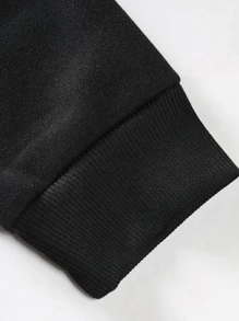 Manfinity Homme Áo nỉ cổ tròn tay dài họa tiết hoa và chữ Nhật dành cho nam, dùng để đi chơi, làm quà tặng cho bạn bè, chồng, bạn trai, mùa thu - màu đen - Xem 4