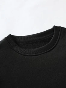 Manfinity Homme Áo nỉ cổ tròn tay dài họa tiết hoa và chữ Nhật dành cho nam, dùng để đi chơi, làm quà tặng cho bạn bè, chồng, bạn trai, mùa thu - màu đen - Xem 7