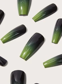 ROMWE 24入組長款棺材漸層假指甲和1張膠帶 - 彩色 - 查看 3