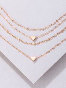 imoli 1入組心形吊墜項鍊和1入組腳錬 - 金黃色 - 查看 3
