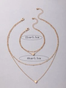 imoli 1入組心形吊墜項鍊和1入組腳錬 - 金黃色 - 查看 5