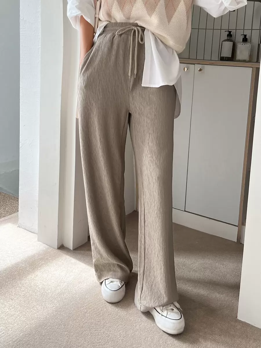 DAZY 女士纯色系腰直腿休闲商务裤 - 摩卡棕 - 查看 1