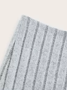 SHEIN EZwear 黑色長裙高腰麻花針織裙