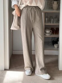 DAZY 女士纯色系腰直腿休闲商务裤 - 摩卡棕 - 查看 7