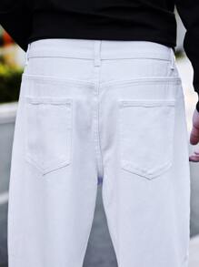 Manfinity Men Letter & Figure Graphic Jeans - White - View 7