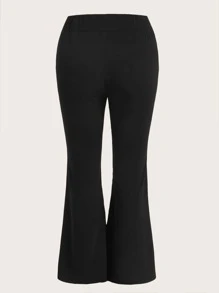 SHEIN EZwear Plus Cut Out Waist Flare Leg Trousers - Black - View 2