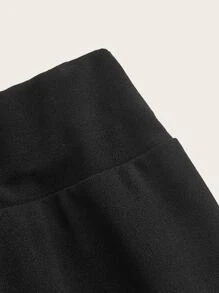 SHEIN EZwear Plus Cut Out Waist Flare Leg Trousers - Black - View 4