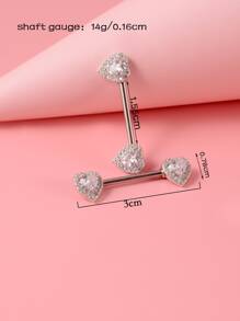 2入組/套方晶鋯石裝飾乳環中性時尚朋克身體穿刺首飾