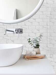 6 件砖纹墙贴，大理石印花防水 PVC 墙砖贴，适用于家居装饰，翻新贴纸，可撕墙板，墙纸，壁纸，春季装饰品让您的家焕然一新，拉玛装饰贴纸 - 白色 - 查看 5