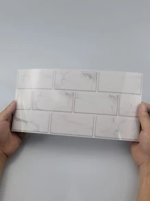 6 件砖纹墙贴，大理石印花防水 PVC 墙砖贴，适用于家居装饰，翻新贴纸，可撕墙板，墙纸，壁纸，春季装饰品让您的家焕然一新，拉玛装饰贴纸 - 白色 - 查看 8