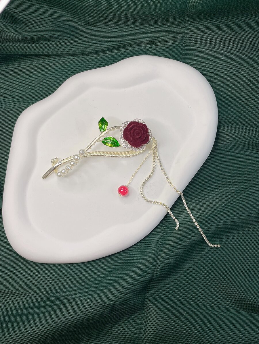 Horquilla con diseño de flor y diamante de imitación - Multicolor - Ver 1