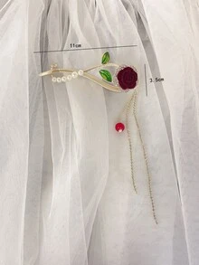 Horquilla con diseño de flor y diamante de imitación - Multicolor - Ver 3