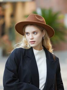 LEAJOURNO. Minimalist Fedora Hat - Khaki - View 6