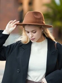 LEAJOURNO. Minimalist Fedora Hat - Khaki - View 8