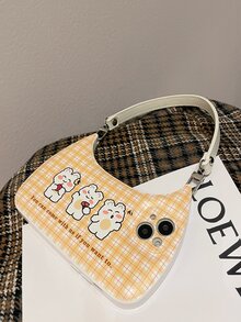 Cartoon Rabbit Plaid Phone Case - Multicolor - View 4