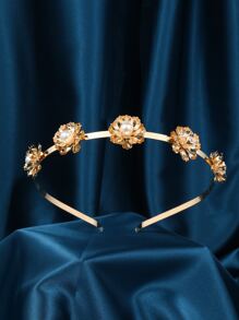 新娘头饰，优雅罗马女神叶枝发饰 - 金色 - 查看 1