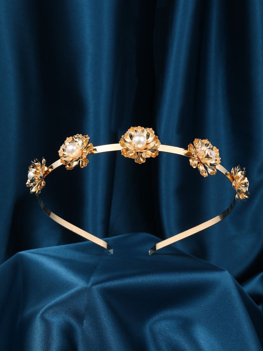 新娘头饰，优雅罗马女神叶枝发饰 - 金色 - 查看 1