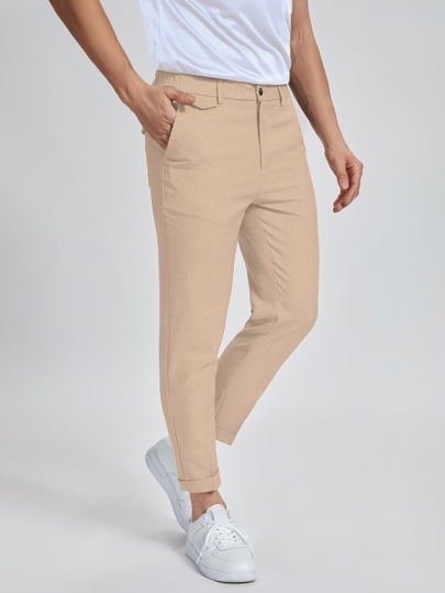 Hombres Pantalones unicolor con cremallera