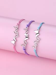 3pcs Girls Butterfly Decor Bracelet - Multicolor - View 1