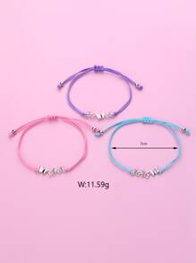 3pcs Girls Butterfly Decor Bracelet - Multicolor - View 4