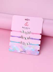 3pcs Girls Butterfly Decor Bracelet - Multicolor - View 3