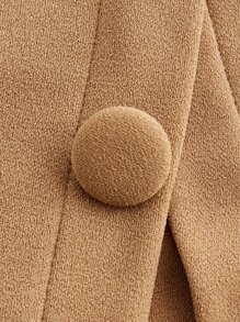 SHEIN MOD Falda unicolor con botón delantero con cremallera trasera - Camel - Ver 3