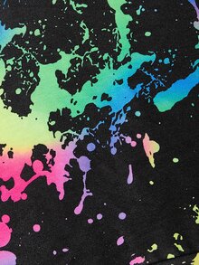 GENTILAND 男士潑墨圖案連帽衫和腰部抽繩衛褲 - 彩色 - 查看 2