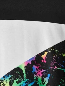 GENTILAND 男士潑墨圖案連帽衫和腰部抽繩衛褲 - 彩色 - 查看 3