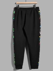 GENTILAND 男士潑墨圖案連帽衫和腰部抽繩衛褲 - 彩色 - 查看 9