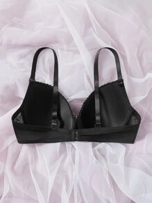 Plus Floral Lace Underwire Bra - Black - View 2