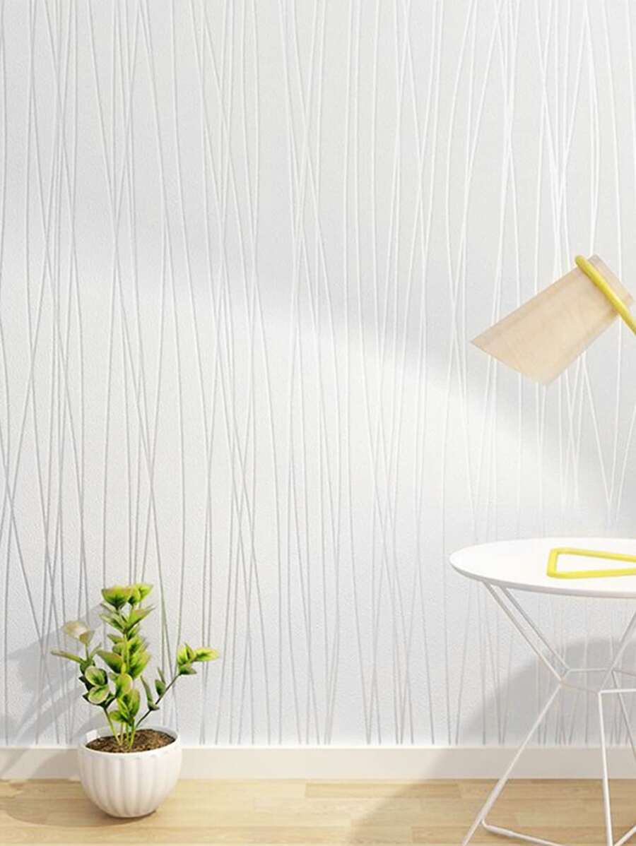 1pc Giấy dán tường hoa văn dòng - trắng - Xem 1