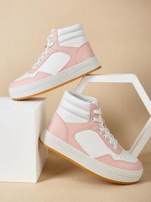 Giày Giản dị Nữ Khối Màu Ren lên Thể thao - Hồng - Xem 1