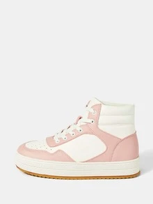 Giày Giản dị Nữ Khối Màu Ren lên Thể thao - Hồng - Xem 2