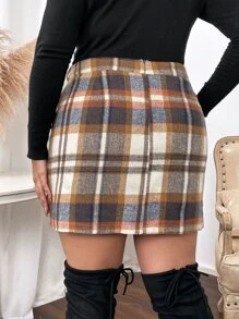 SHEIN Clasi 大碼格紋裹身裙 - 彩色 - 查看 2