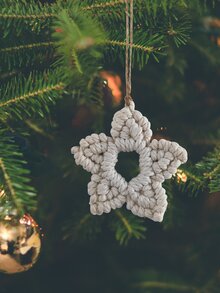 1pc Star Design Woven Wall Hanging - Beige - View 4